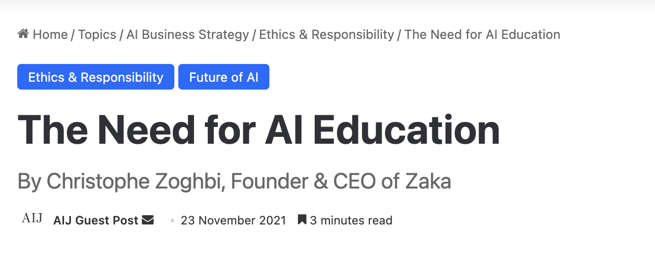 The Need for AI Education